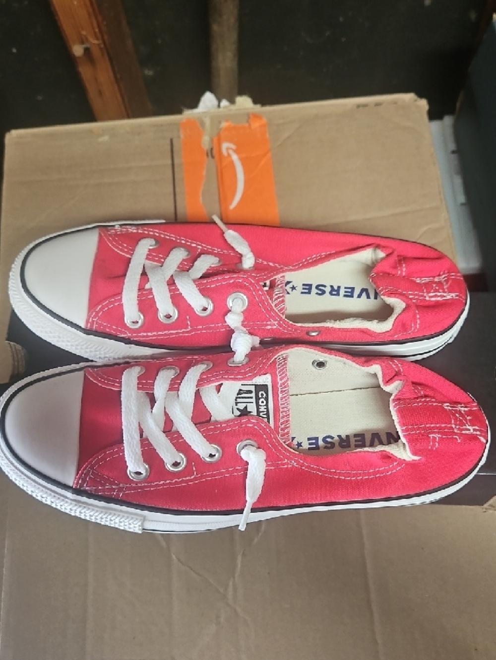 Converse Kids Red Low-Top Canvas Sneakers with White Accents - Picture 2 of 5